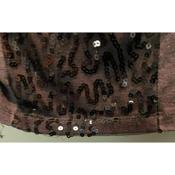 AGB Womens 1X Plus Size Black & Gray Sequin Embellished Layered Look Top - Picture 4 of 6